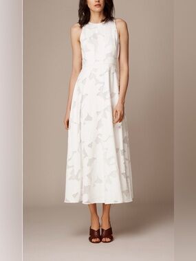 LK Bennett Carrie Jacquard White Floral Sleeveless Dress Size US 6